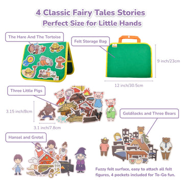 CHEFAN Felt/Flannel Board Story Set of 4, PRECUT Felt Pieces for Preschool Toddlers, Three Little Pigs|Goldilocks and Three Bear