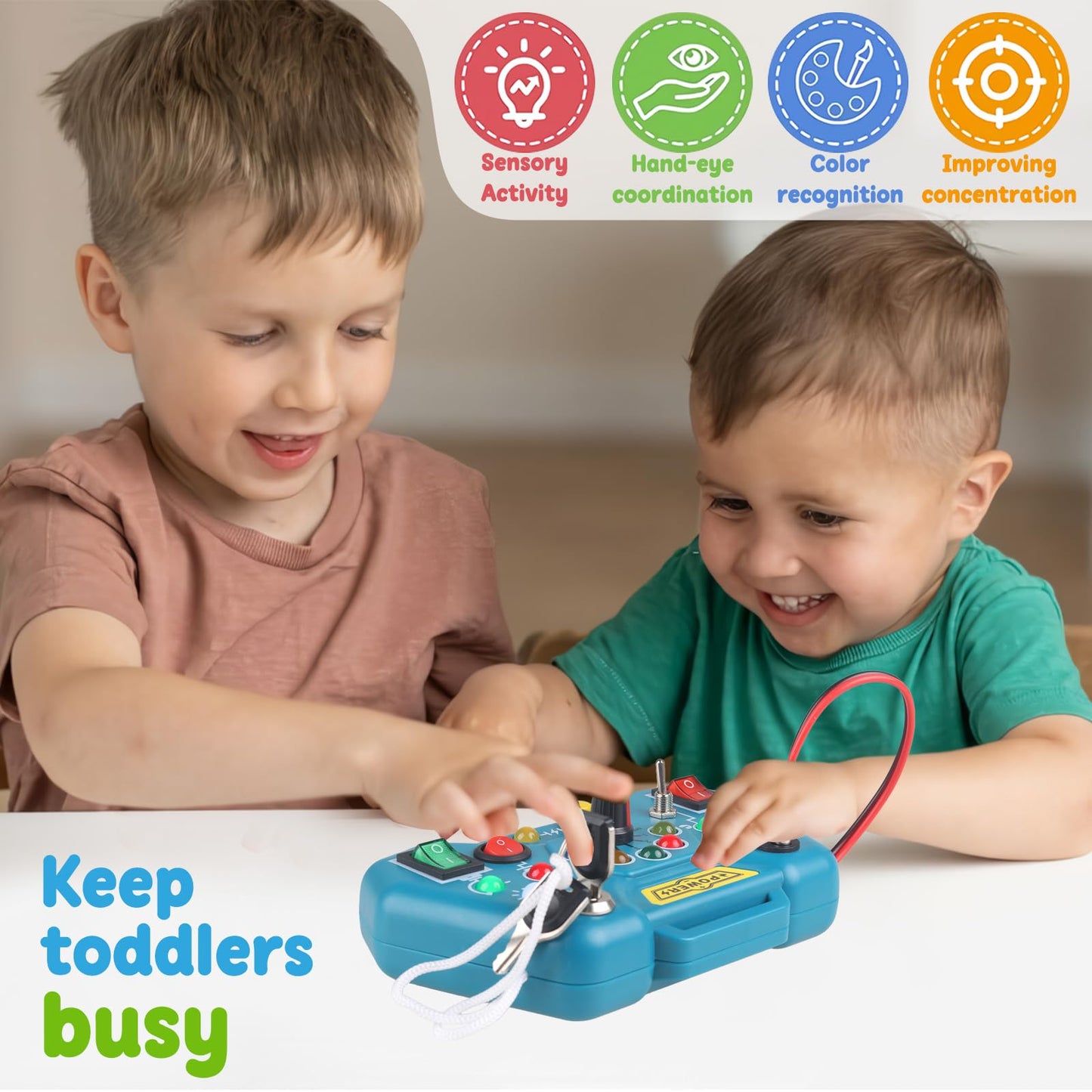 Susierwey Toddler Busy Board For 2-4, Montessori Sensory Board, Sensory Toys For Toddlers 1-4 Year Old, 18 Month Old Toys, Toy F