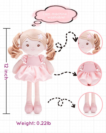 LeyaDoll Soft Baby Doll Toy, 12'' Princess Starlet, Polyester, Perfect Gift for 1-Year-Old Girls, Toddler Plush Toy