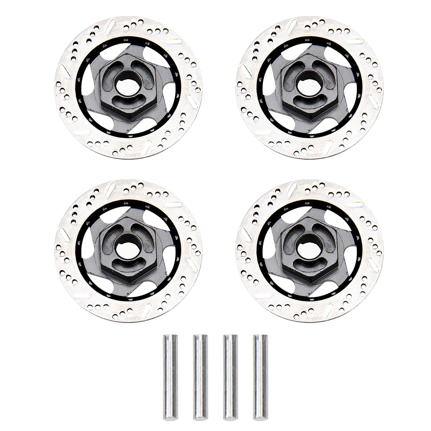 4Pack ShareGoo Metal 12mm Hex Hub Wheel Rim Tires Brake Disc Compatible with Traxxas Tamiya HSP HPI Redcat Racing 1/10 RC On-Roa