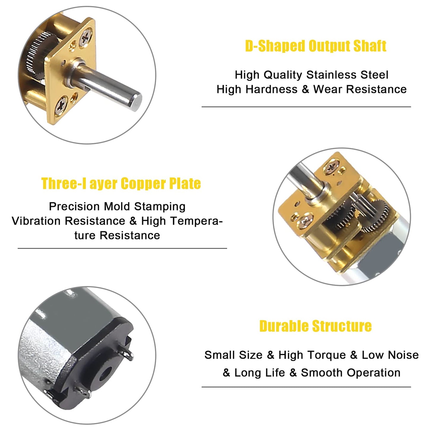 Alinan 2pcs 6V 500RPM N20 High Torque Speed Reduction Geared Motor with Metal Gearbox Motor for Smart Car DIY RC Toys