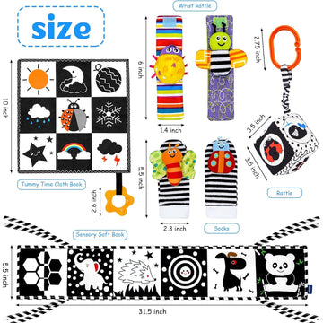 7 Pcs Black And White High Contrast Baby Toys For Newborn, Montessori Toys For Babies 0-6 Months Tummy Time Toys, Sensory Toys N
