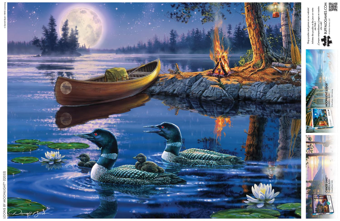 Buffalo Games - Darrel Bush - Loons By Moonlight - 1000 Piece Jigsaw Puzzle For Adults Challenging Puzzle Perfect For Game Nights - Finished Puzzle Size Is 26.75 X 19.75