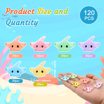 GGSTDDUP 120 PCS Miniature Sting Ray Statues, Mini Sting Ray Fish Cake Decoration, Mini Sting Ray Fish Marine Animal Toy Cake De