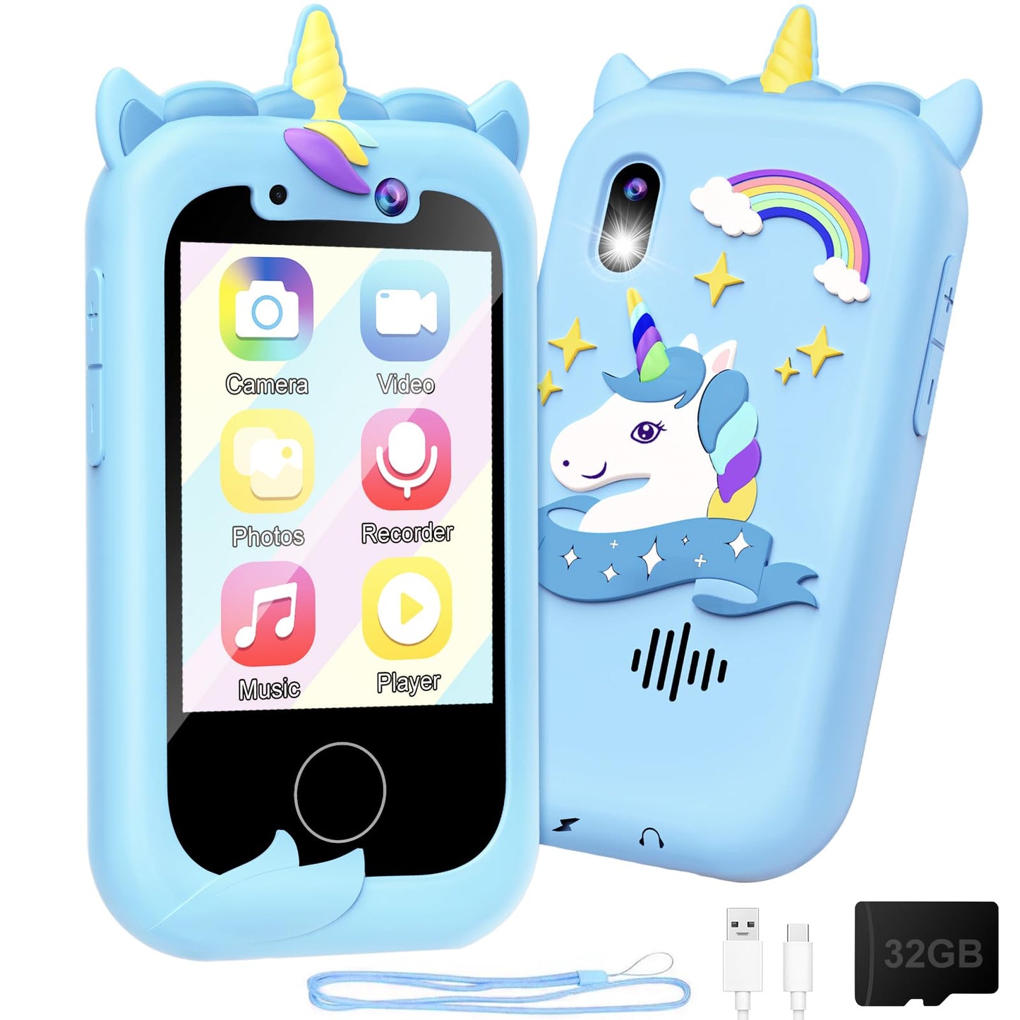 Kids Smart Phone Boys Toy: Christmas Birthday Gifts for Girls Age 3-10 - Working Real Play Cell - Toddler Learning Toy (Blue)