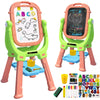 Weudear Kids Easel, Kids Toys Rotatable Double Sided Chalk Board Adjustable Height Standing Toddler Easel With 79Pcs Accessories
