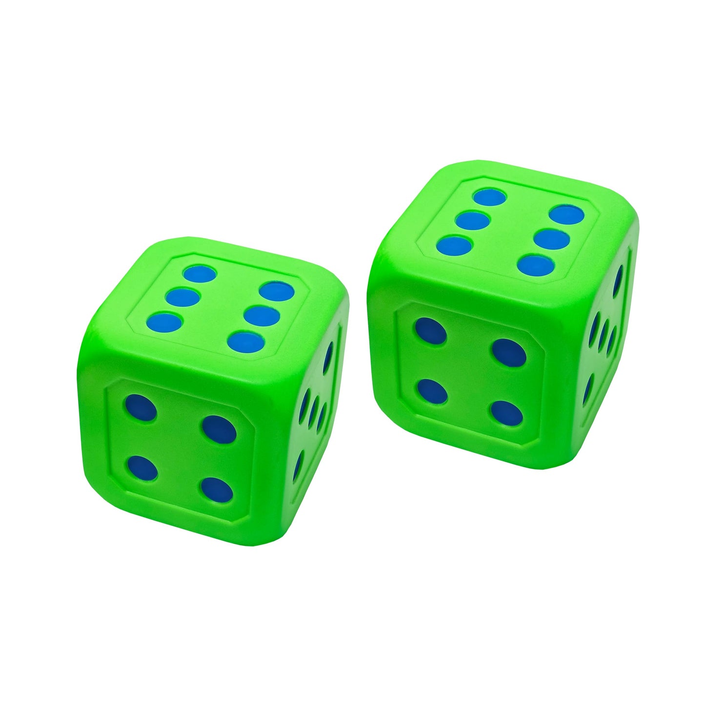 Macro Giant 6 Inch PU Foam Jumbo Big Playing Dice, Set of 2, Neon Green, Math Teaching, Teaching Aids, Board Games, Kid Toy