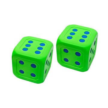 Macro Giant 6 Inch PU Foam Jumbo Big Playing Dice, Set of 2, Neon Green, Math Teaching, Teaching Aids, Board Games, Kid Toy