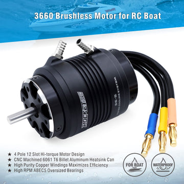 3660 1800KV Brushless RC Boat Motor Surpass Hobby Brushless Motor 4Pole Design Replacement Boat Parts(1800kv)