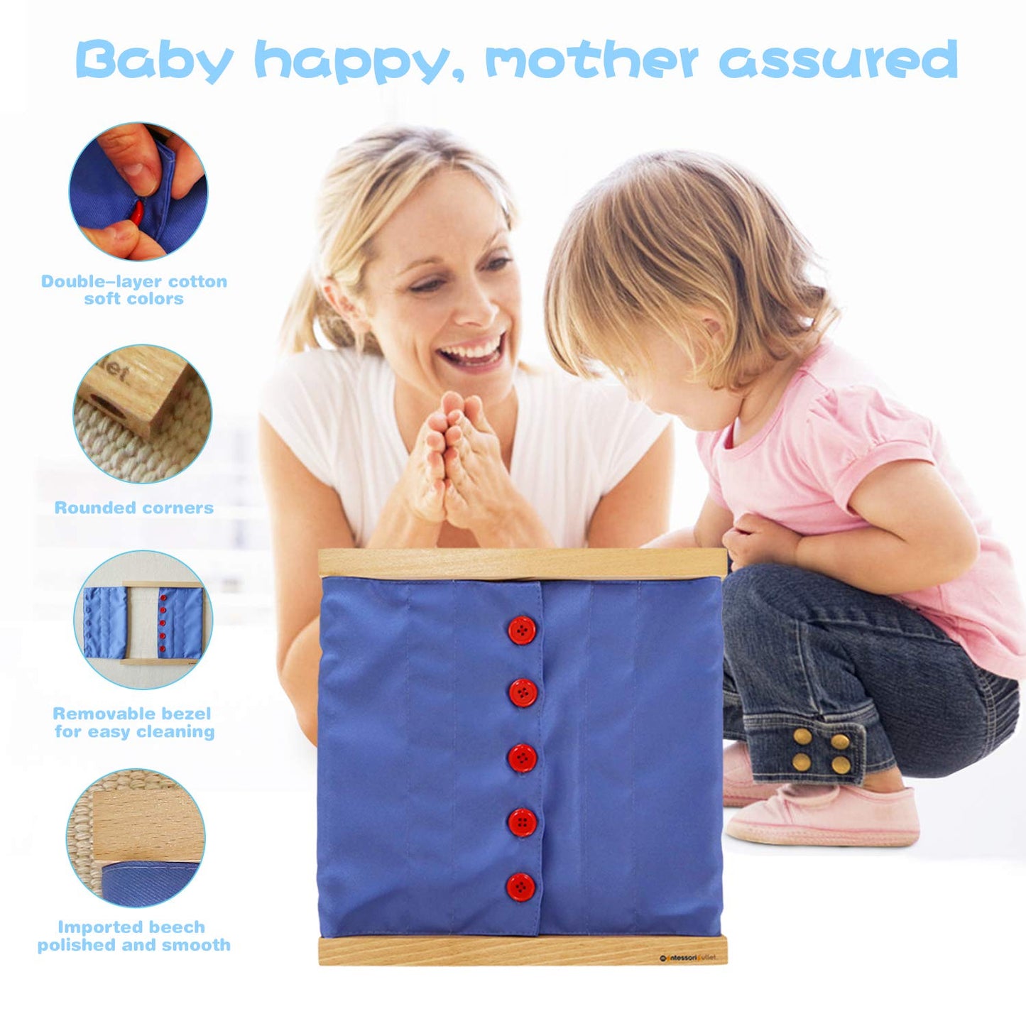Montessori Outlet Buttoning Frame With Large Buttons | Practical Life Material For Toddlers & Preschoolers | Learn To Button Clo