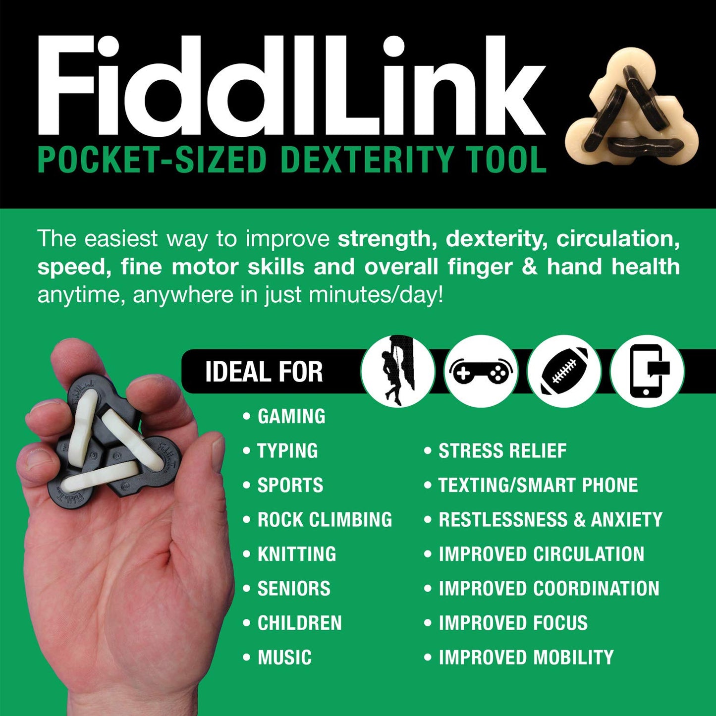 Fiddllink Dexterity Tool, Fidget Toy With A Purpose