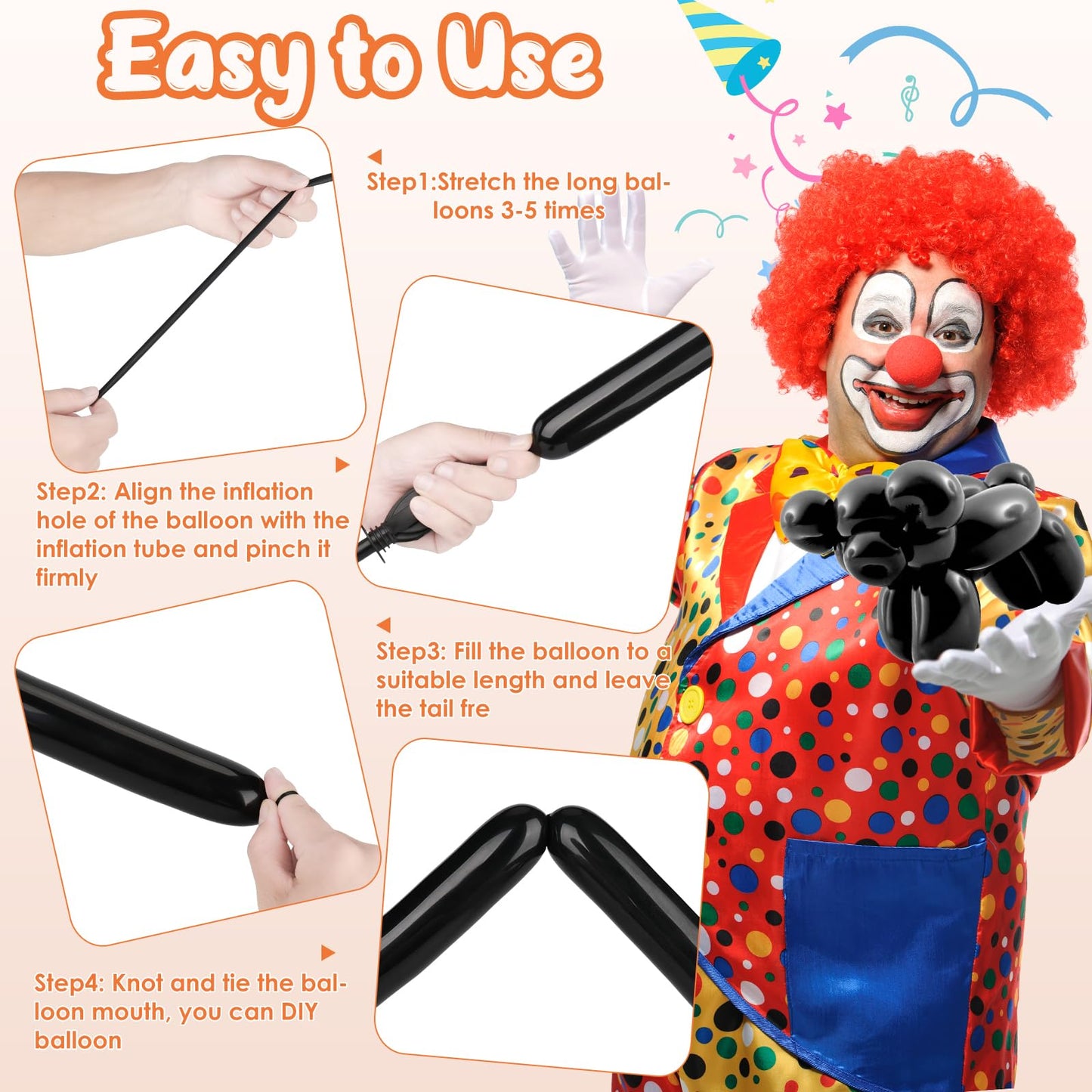 100Pcs 260 Balloons Black Long Balloons For Balloon Garland Thickening Skinny Latex Twisting Animals Modeling Christmas Birthday