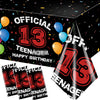 Dydamud 13Th Party Tablecloth,13 Year Old Boy Birthday Decorations 3Pcs Red Black Confetti Table Cover For Boys Birthday Party,