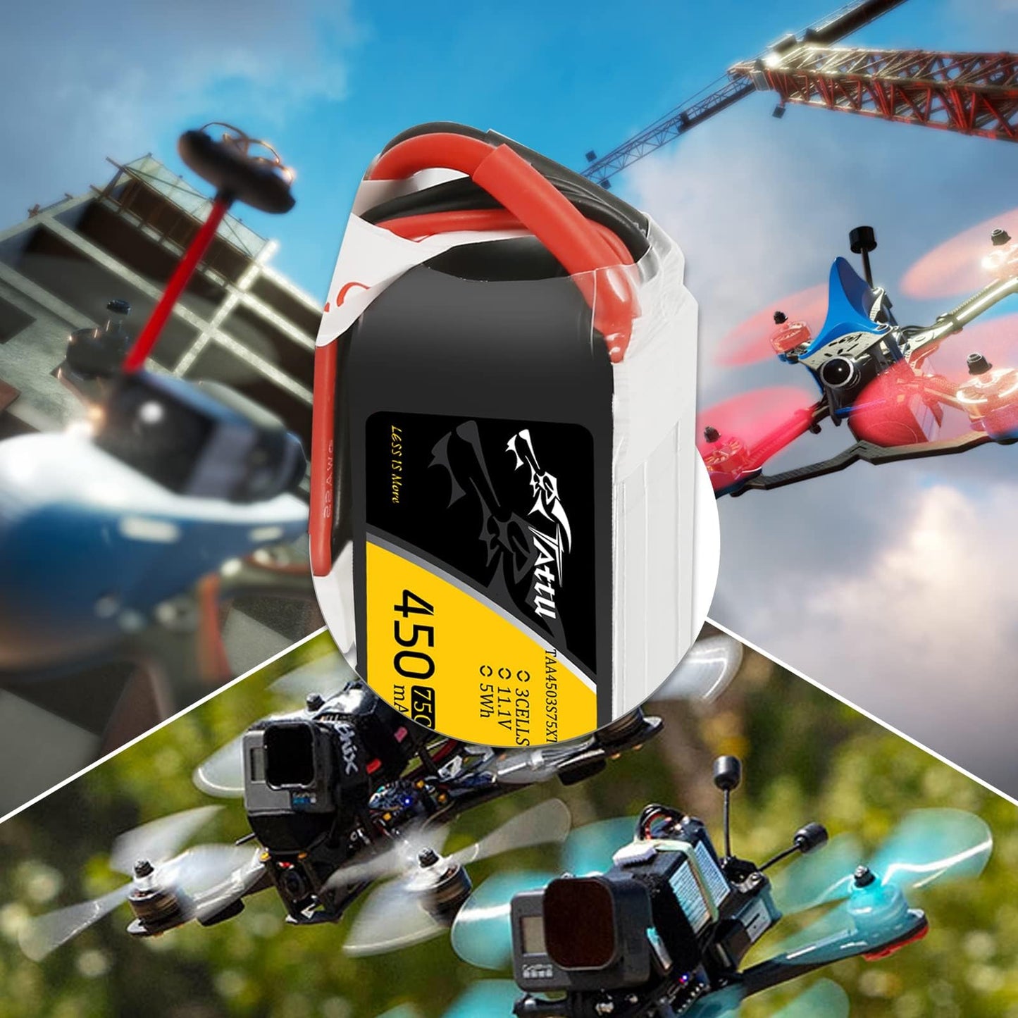 TATTU 11.1V 3S 450mAh 75C LiPo Battery Pack with XT30 Plug(2 Pcs)