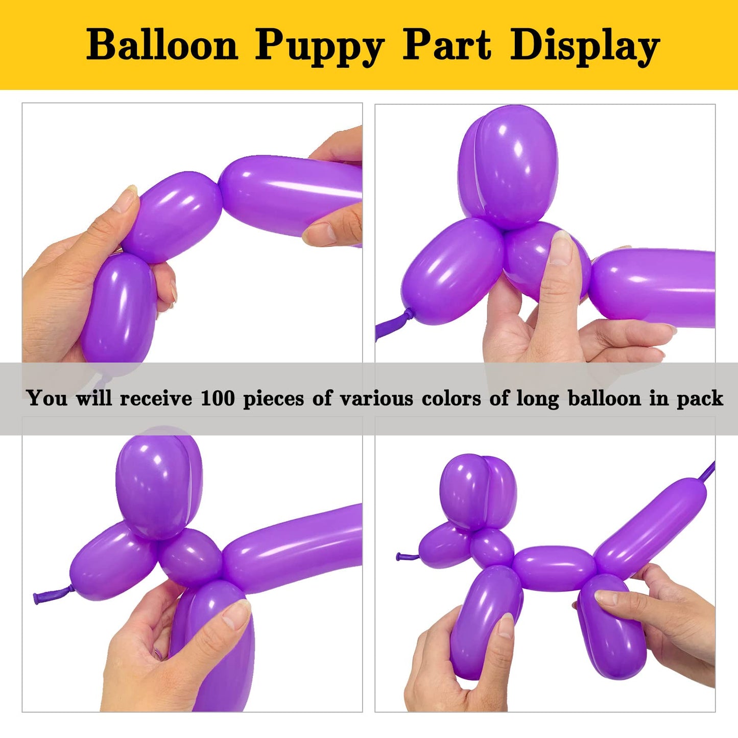 Purple 260 Long Balloons 100 Pack Purple Modeling Long Magic Balloons Thickening Latex Twisting Diy Animal Balloon For Birthday