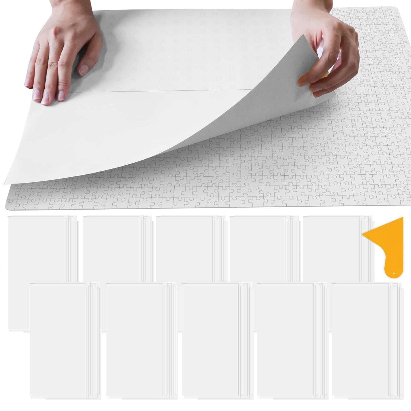 ALL4JIG Puzzle Saver - 96-Pack Puzzle Glue Sheets for 1000-3000 Pieces, Self-Adhesive Sticker Sheets, Easy to Preserve & Frame J