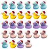 Eomtur 50Pcs Mini Hat Ducks, Exquisite Mini Duck Dolls Cute Duck Party Decorations Birthday Shower Cake Decorations (Multi-Color