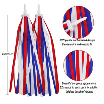 Platt Kid'S Bicycle Handlebar Streamers Colorful Ribbons Tassel For Girls Boys Bicycle Handlebar Scooter Handgrip (1Pair) (Red+W