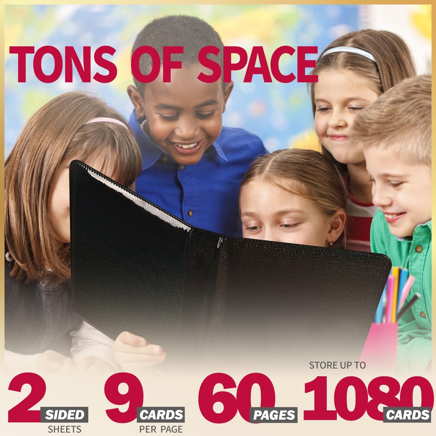 Dosanlues Card Binder 9 Pocket - 1080 Double Sided Pocket PU enhanced Zip Trading Card Binder Collectible Card Albums for MTG TCG Sports Cards Game Cards Black