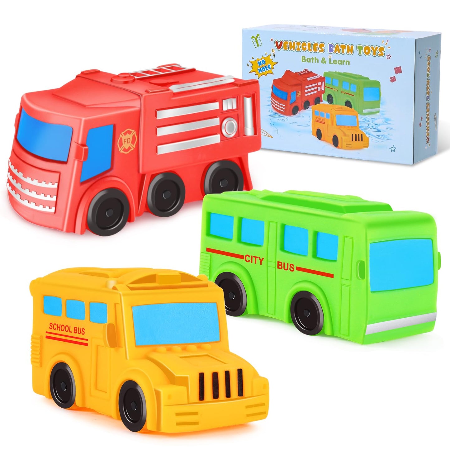 No Hole Bath Toys For Babies And Toddlers, Car Bath Toys For Infant Kids 1-3, Beach Pool Bathtub Toys For Kids, Baby Bath Toys 1
