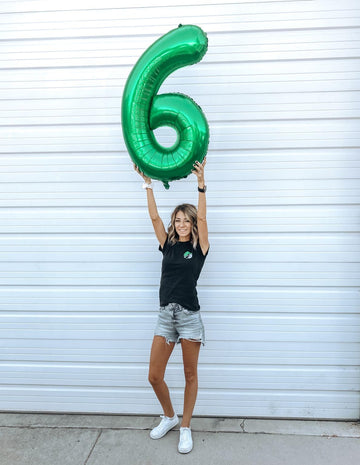 Green Number 6 Balloon 40 Inch, 6 Balloon Number, 6Th Birthday Decorations, Green Party Supplies For Boys Girls