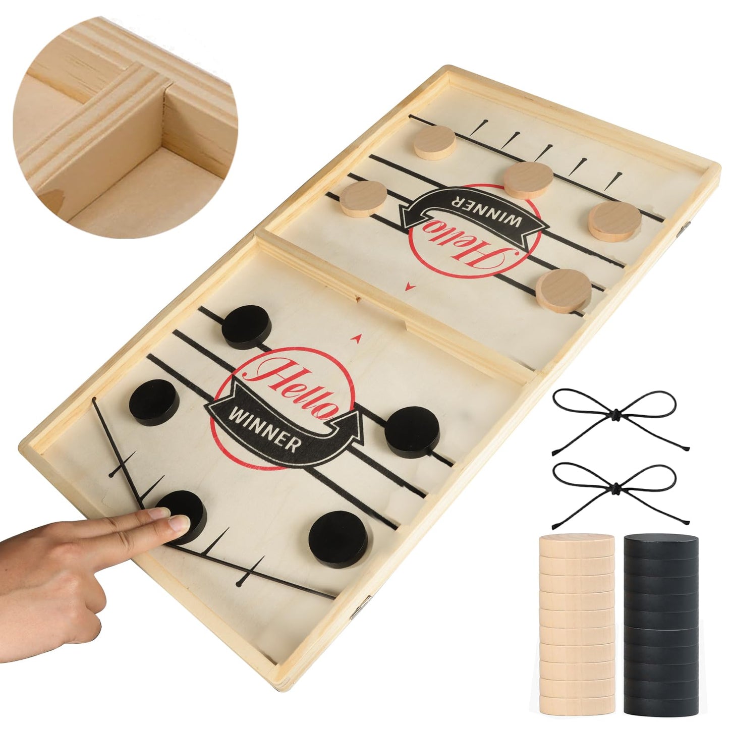 Extra Large Size Fast Sling Puck Game Test Your Speed And Accuracy With This Large Size Fast Action Wooden Air Hockey Board Game