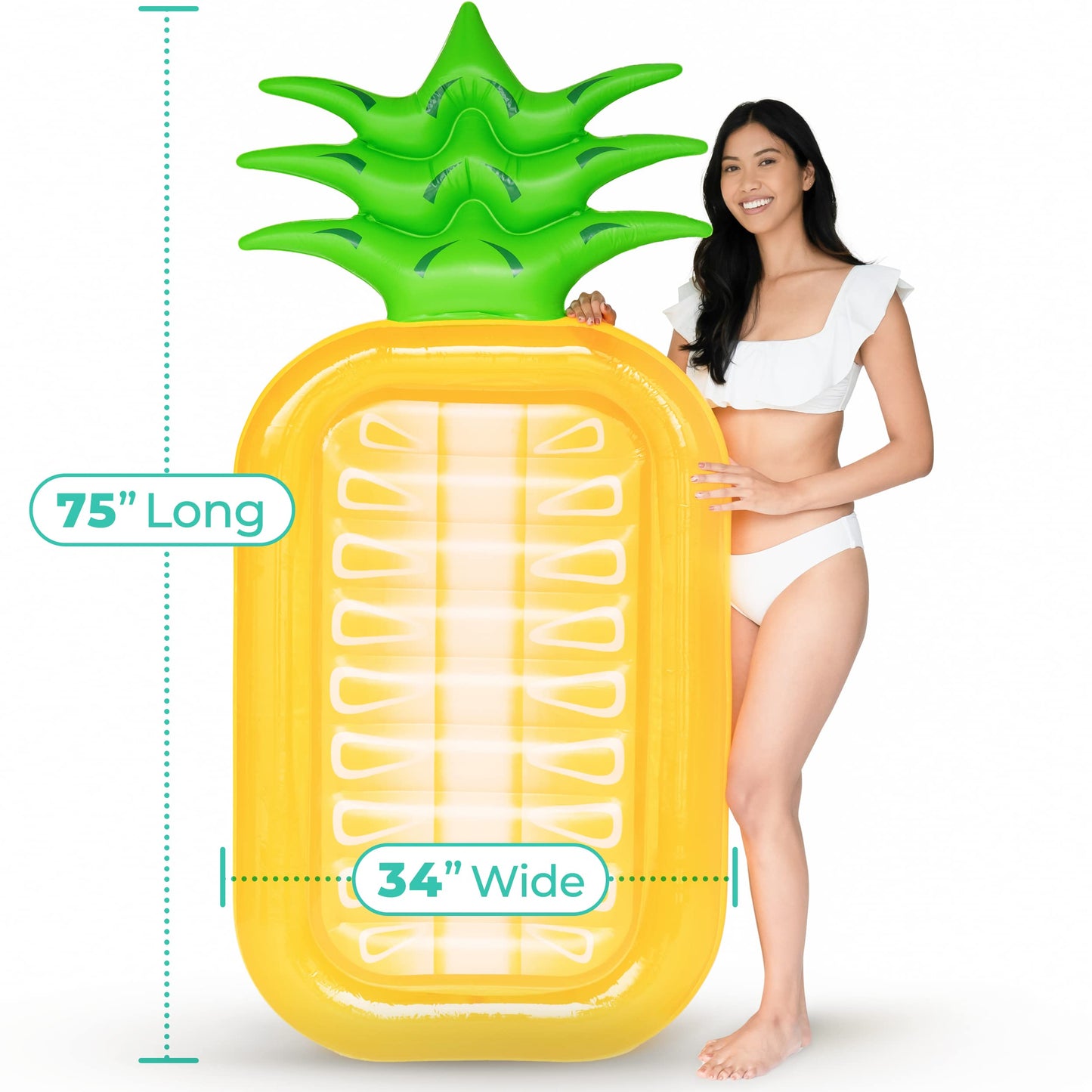 Greenco Giant Inflatable Pineapple Pool Lounger Float, 6 Ft Long, Large Pineapple Inflatable Pool Float For Kids & Adults, Pineapple Raft Pool Float For Summer Fun For Pool, Lake, Beach Parties