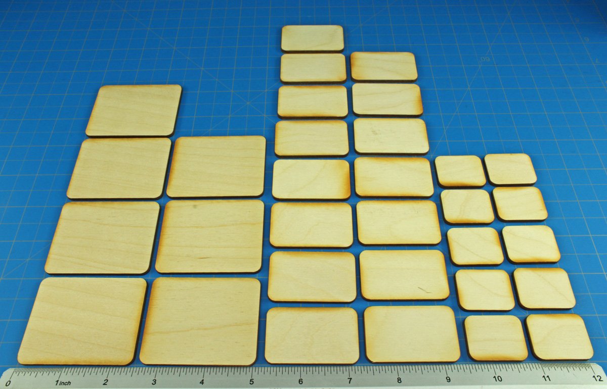 Litko Miniature Base Set | Compatible With Flames Of War | Small 1X1.25 | Medium 1.25X2 | Large 2X2.5 Inch | Laser-Cut 3Mm Plywo