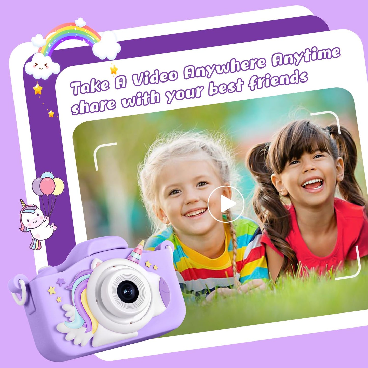Kizjorya Upgraded 48Mp Kids Camera For Girls Boys 3-12, Video Selfie Camera-Christmas Birthday Gift For Toddler, Hd Digital Came
