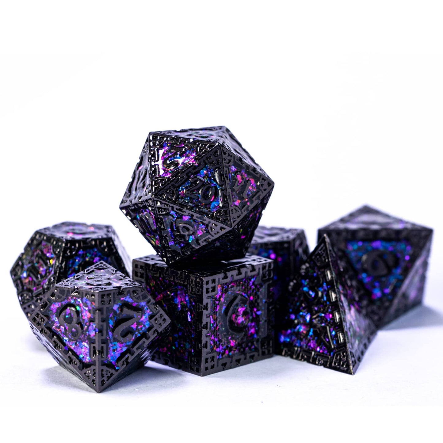 UDIXI Metal DND Dice Set, 7PCS Polyhedral D&D Dice Set Dragon d and d Dice for MTG Dungeons and Dragons Role Playing Games (Purp
