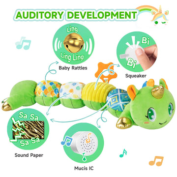 Unicorn Baby Toys 6-12 Months, Musical Infant Toys With Sensory Crinkle & Rattle For Tummy Time Newborn, Baby Boy Toys For 0 1 2