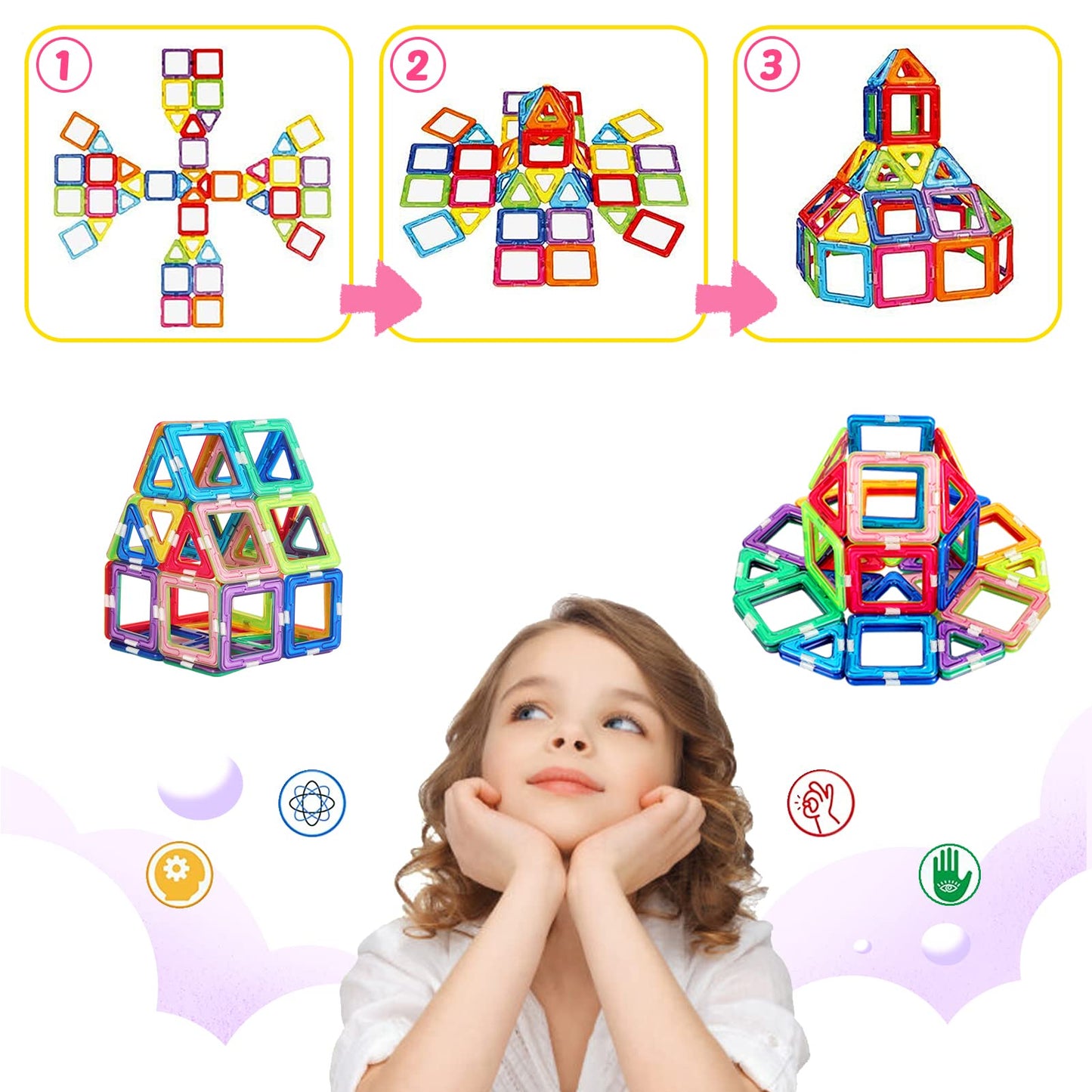 Magnetic Tiles For 3 4 5 6 7 8+ Year Old Boys Girls Upgrade Magnetic Building Blocks Set Educational Stem Toys Christmas Birthday Gift Toys For 3+ Year Old Boys And Girls (40Pcs Magnetic Tiles)