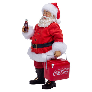 10.5-Inch Coke Santa With Cooler Table Piece