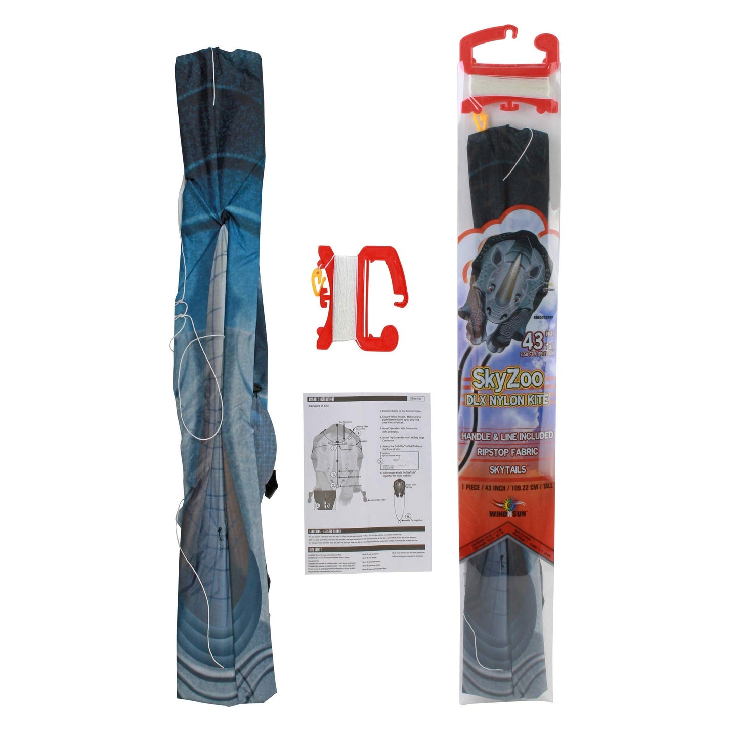 Windnsun Skyzoo Rhinoceros Rip-Stop Nylon Rhino Kite, 43 Inches Tall (Model: 70805)