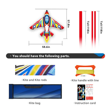 Sgftre Kite Airplane Kite For Kids And Adults, Easy To Fly With Durable Fiberglass Frame, Outdoor Fun Sports Plane Kite With Han
