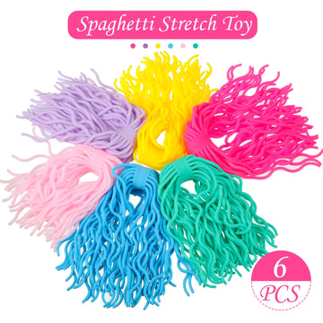 Civaner 6 Pieces Sensory Spaghetti Stretchy Toy Stretchy Pasta Toy Ramen Fidget Strings For Carnival Prizes Easter Party Gifts Stress Relieve Early Education Birthday(Multicolor)