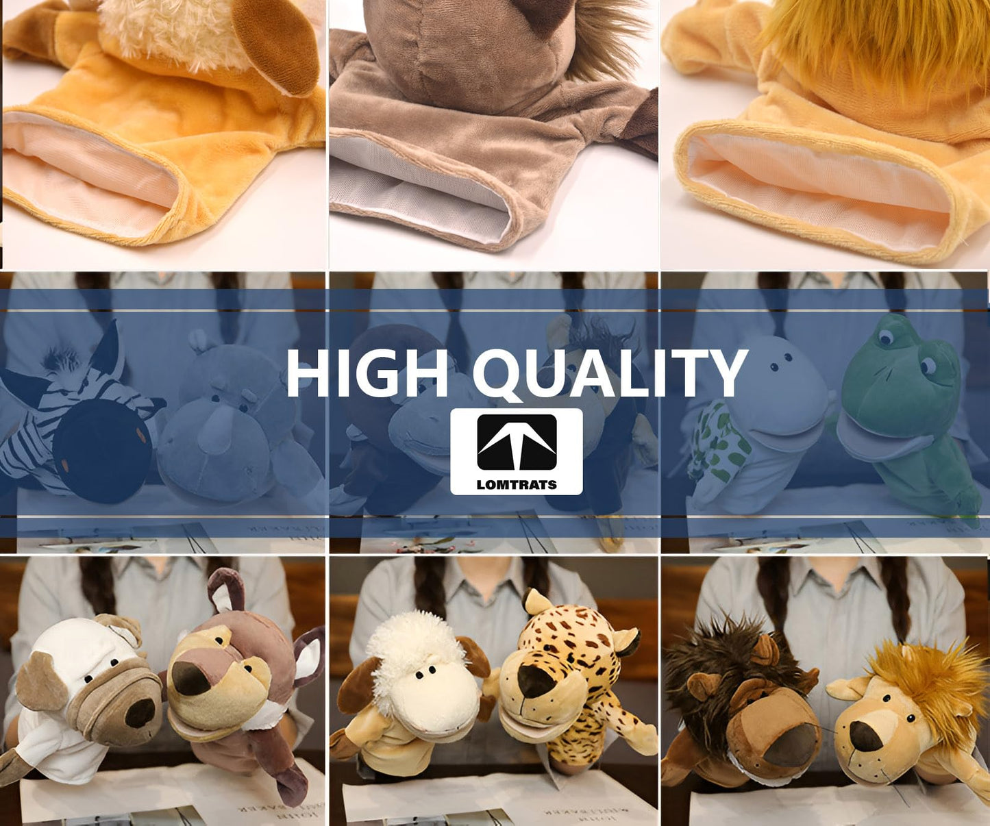 LOMTRATS Animal Hand Puppets for Kids,Toddler Includes Wolf Tiger Lion Monkey So on Movable Open Mouths, Perfect for Storytellin