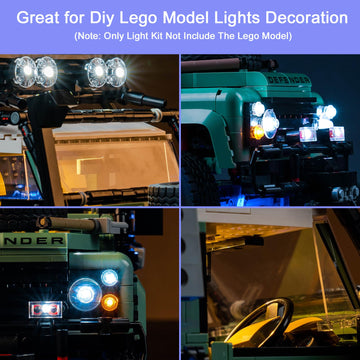 Hilighting Upgraded Led Light Kit For Lego Icons Land Rover Classic Defender 90 Model Car Building Set, Remote Control Compatibl