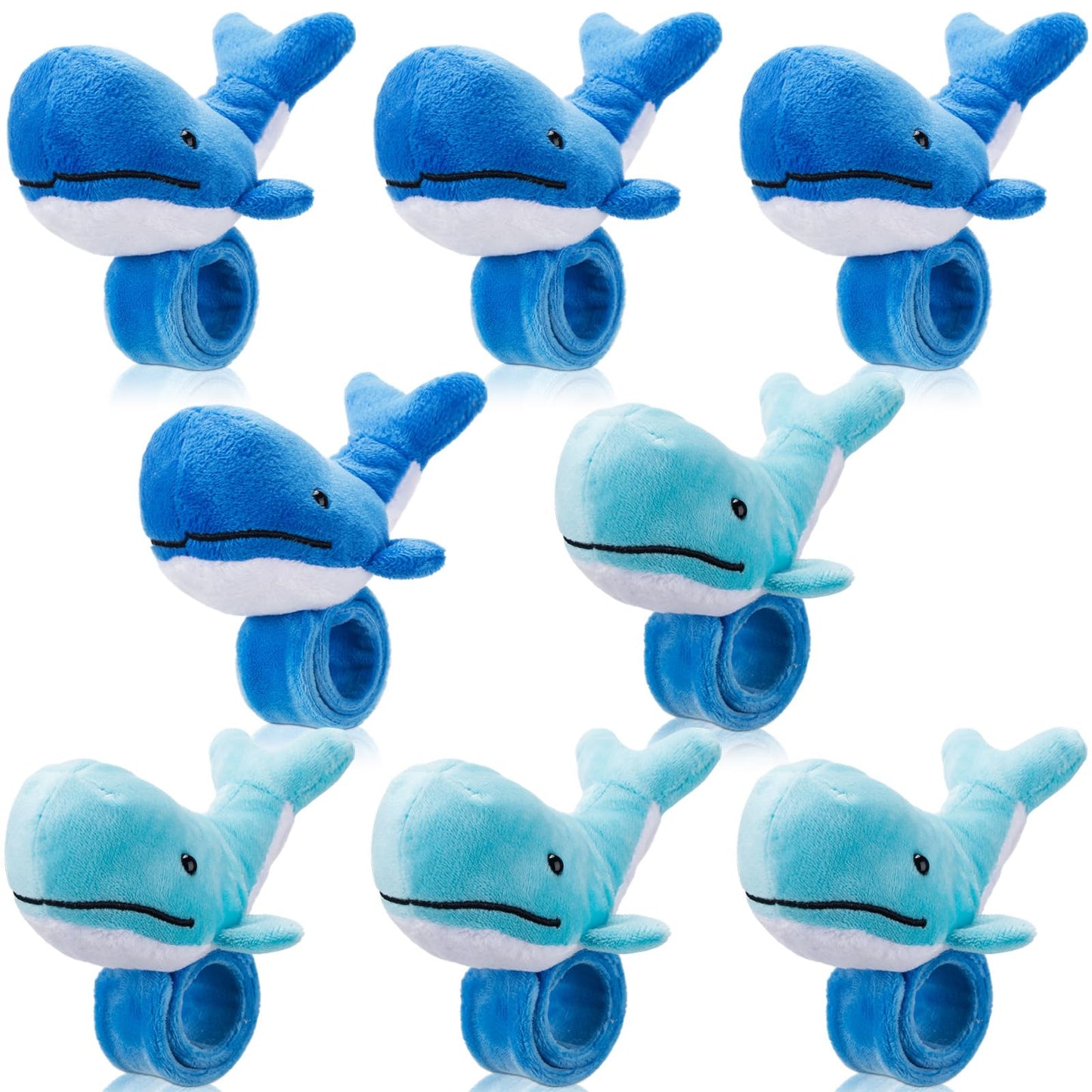 Lenwen 8 Pcs Whale Stuffed Animals Slap Bracelets for Kids Plush Animal Slap Snap Bracelets Bulk Whale Wrist Bands Adopt an Anim