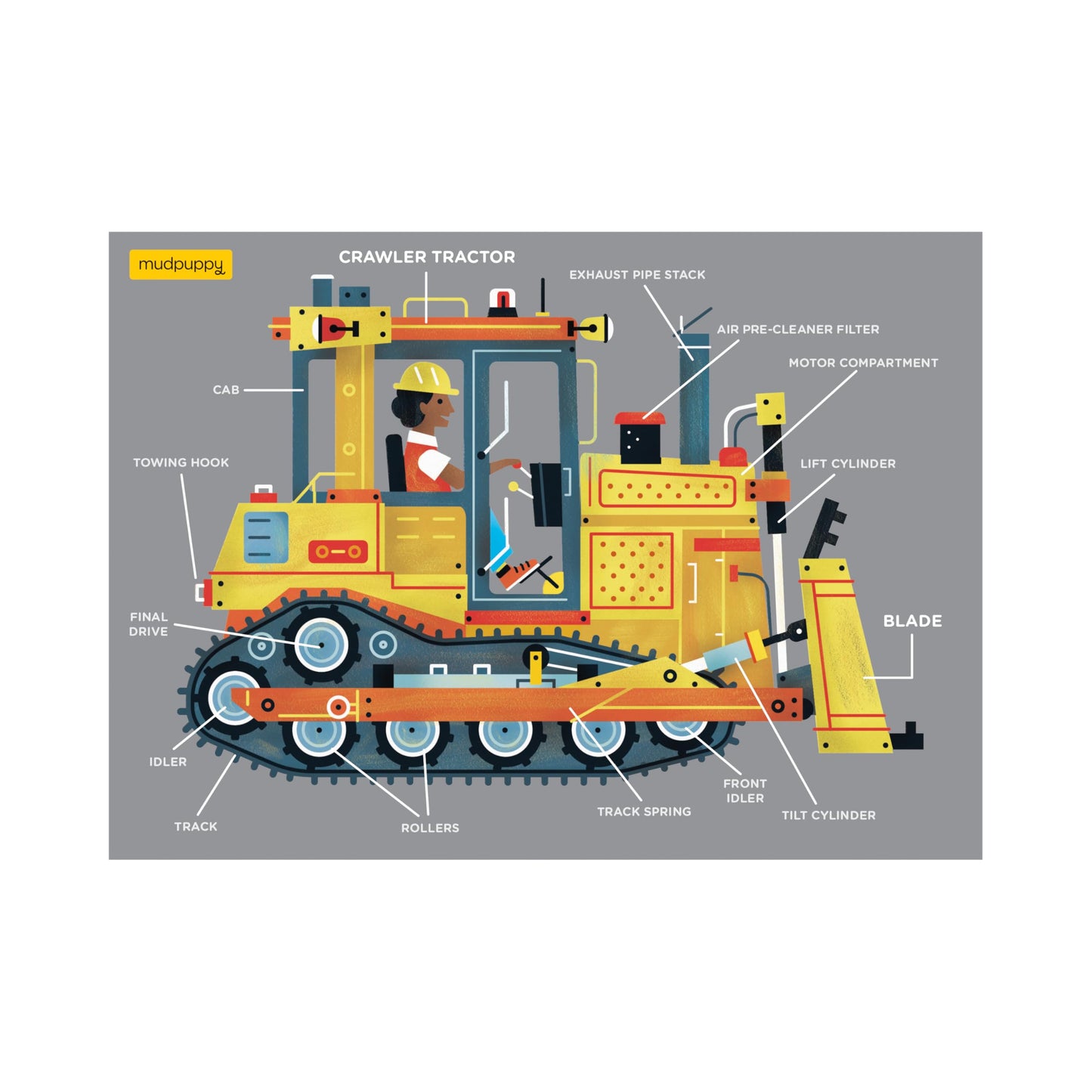 Mudpuppy Bulldozer - Mini Puzzle Featuring Colorful Construction Site Scene Perfect Travel Activity for Children Ages 4 and Up
