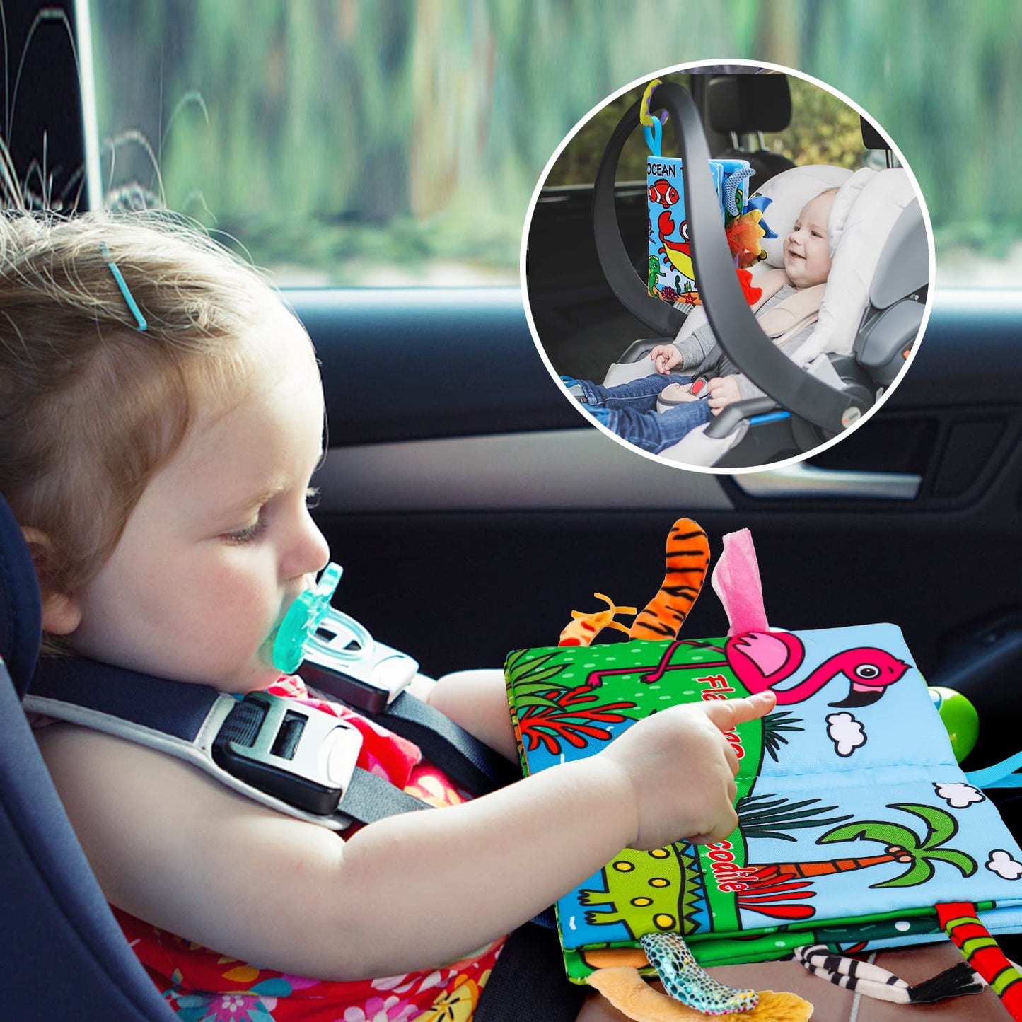 2 Pcs Soft Cloth Baby Books 0-6 Months High Contrast Sensory Baby Toys 6 To 12 Months Crinkle Touch Feel Teething Carseat 9 18 M