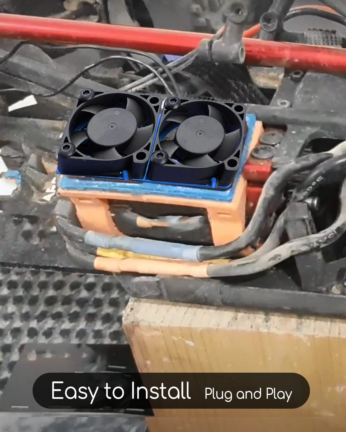 WUMZIJ VXL-3s ESC Cooling Fan Set for Traxxas Slash, Stampede, Rustler - Blue Aluminum Dual Motor Cooling Fans