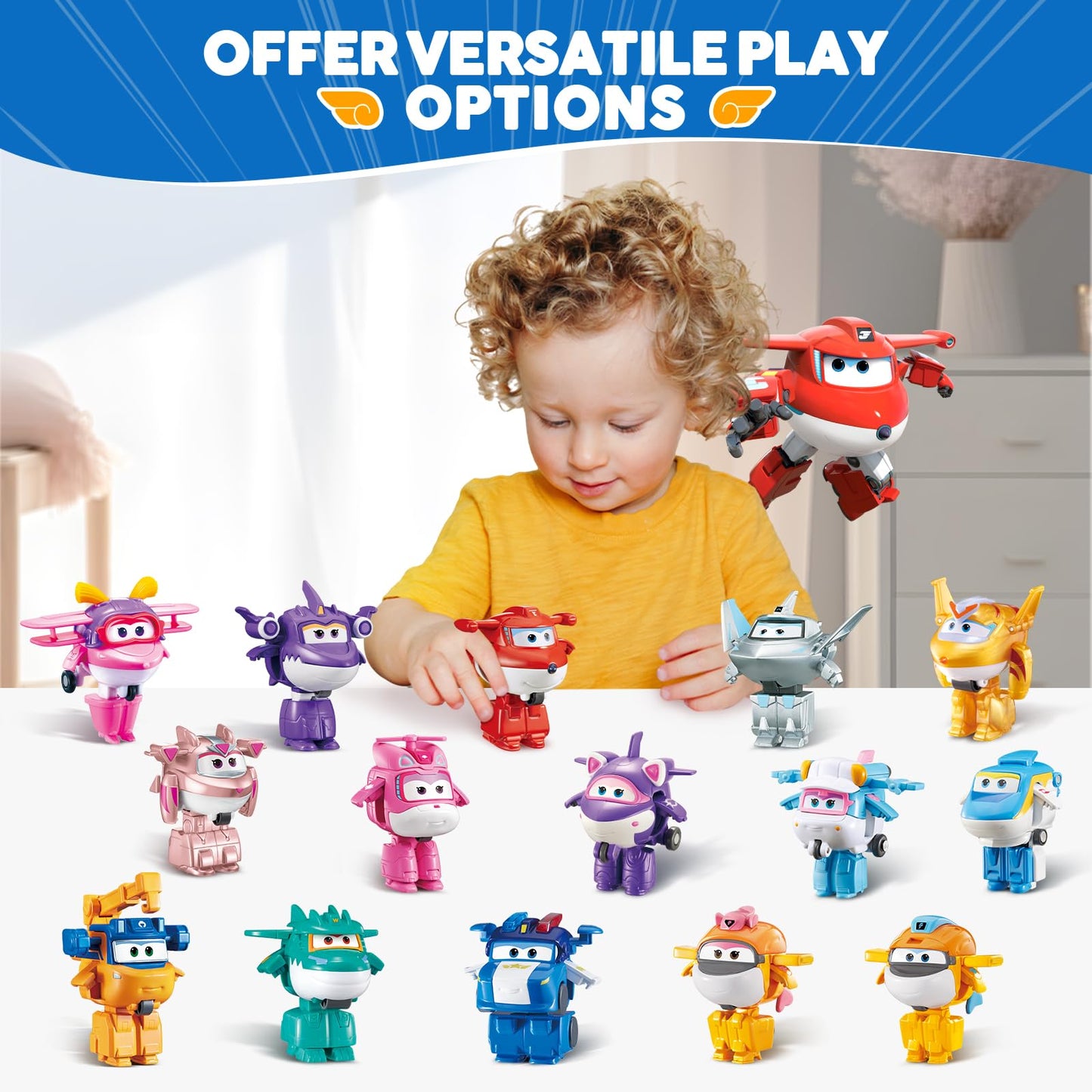 Super Wings Transformer Toys, 2 In Jett Robot Transformer Action Figures, 2-In-1 Mode Robot Transformer Toys For Boys Girls 4-6 6-8, Fun Plane Toys For Boys Toddlers Kids Age 3 4 5 6 7 8