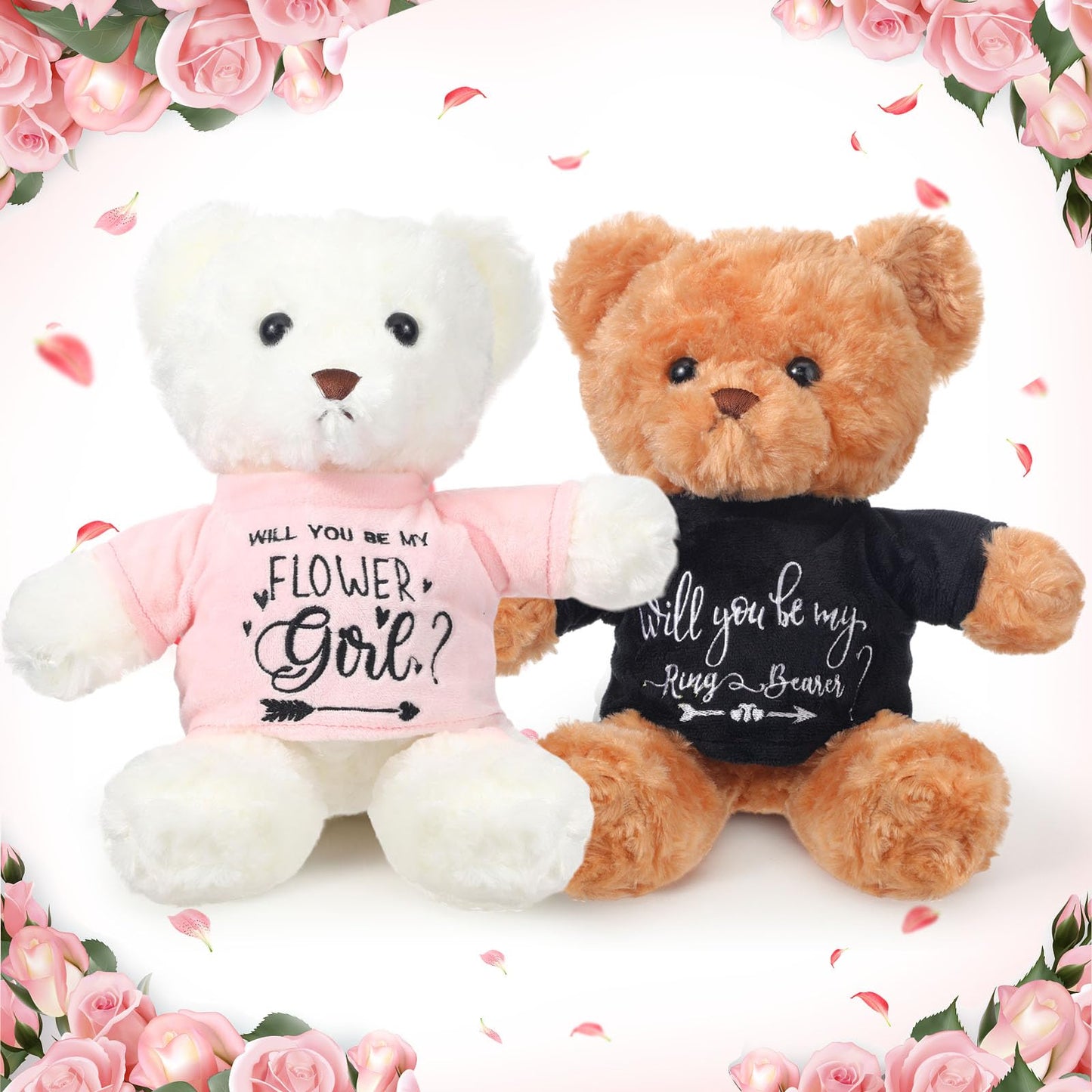 Hungdao 2 Pcs Wedding Flower Girl Proposal Gifts 11.8 Inch Ring Boy Plush Will You Be My Flower Girl Bear Stuffed Animal From Br