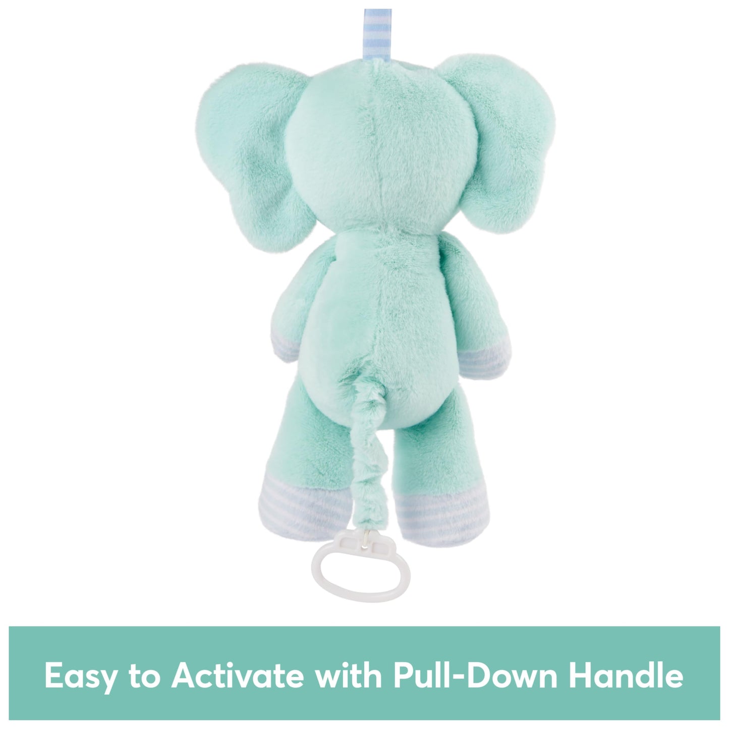 Gund Baby Safari Friends Elephant Pull-Down Musical Plush, Travel Friendly Sensory Toy With Stroller Loop For Ages 0 And Up, Blu