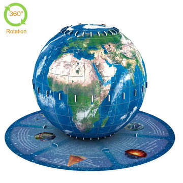 Educational 3D Earth Globe Puzzle Kit For Kids 8-14, Geography Learning Toy, 50-Piece Diy Jigsaw World Map Model - Birthday Gift