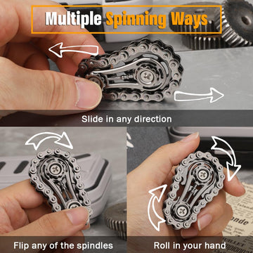 Cool Sprockets Fidget Chain, Hand Roller Toys For Kids Adults, Metal Transformable Sensory Bike Chain Gears, Edc Novelty Stress Relief Desk Office Easter Birthday Gift For Boys Girls Boyfriend Men