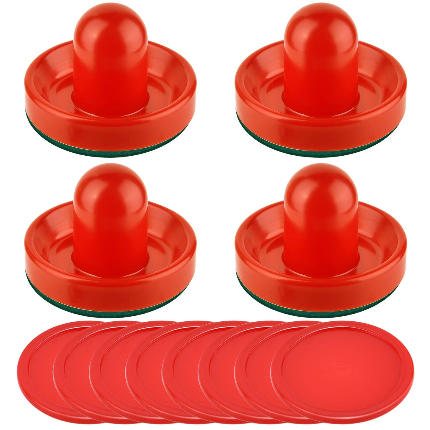 Coopay Air Hockey Pushers And Pucks, Air Hockey Paddles, Goal Handles Paddles Replacement Accessories For Game Tables (4 Striker, 8 Red Puck Pack)