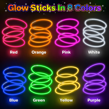 Springflower 100 Pcs Glow Sticks Bulk Party Favors, 8' Glow In The Dark Party Supplies, Light Sticks For Party Favors Glow Necklaces And Bracelets For Kids Or Adults