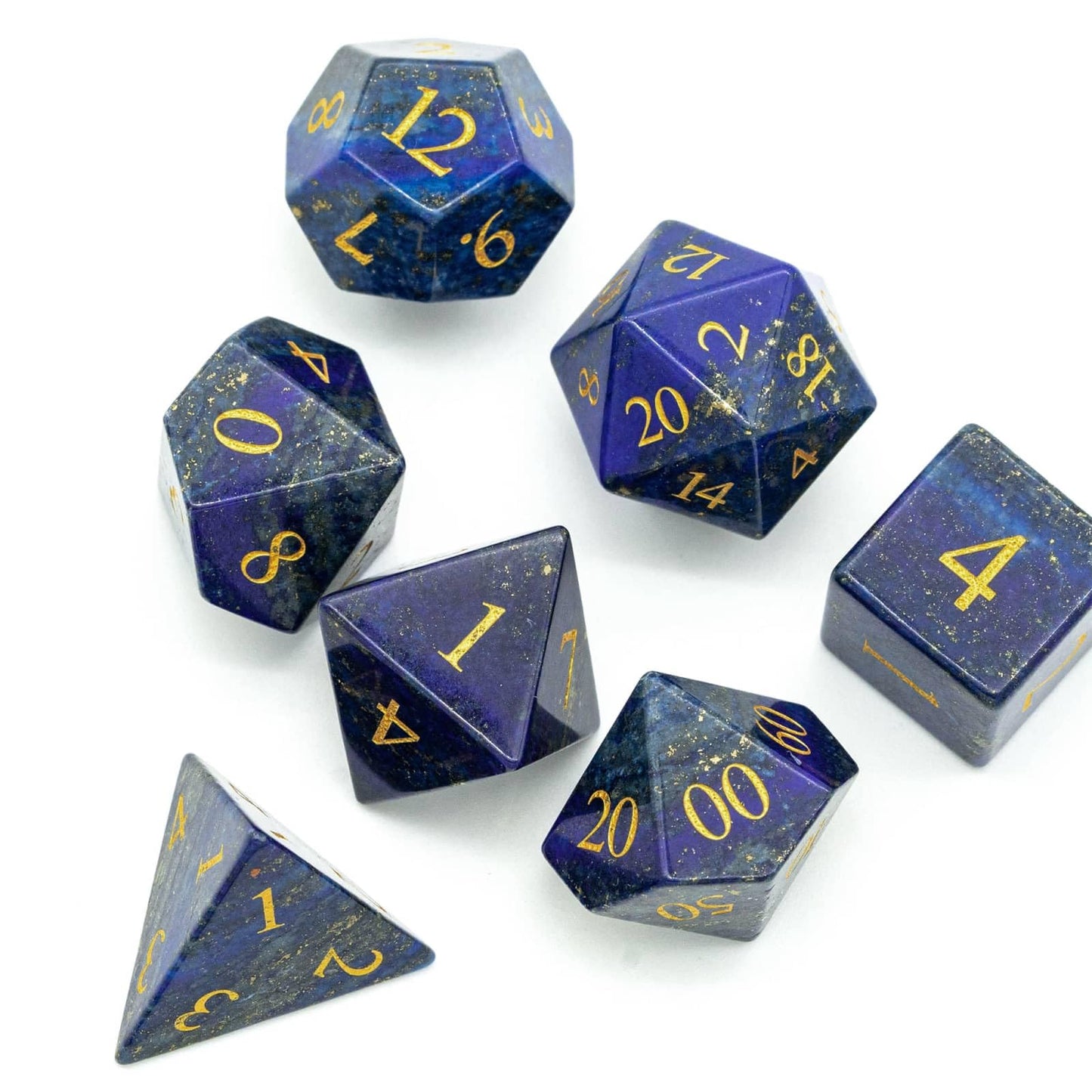 UDIXI Lasurite Stone Dice Set D&D 7PCS Gemstone Dice Polyhedral DND Dice with Gift Case for Dungeons and Dragons Role Playing Ga